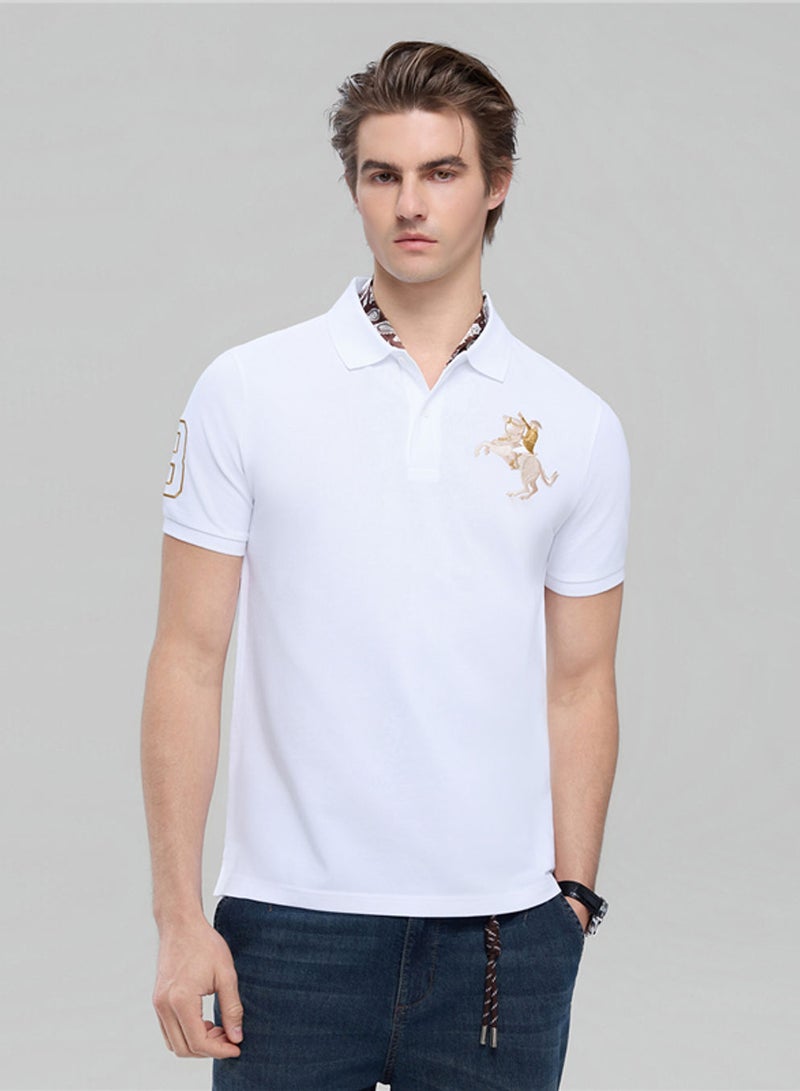 GIORDANO Men’s Slim Fit Napoleon Embroidery Lycra Pique Polo - Image 1